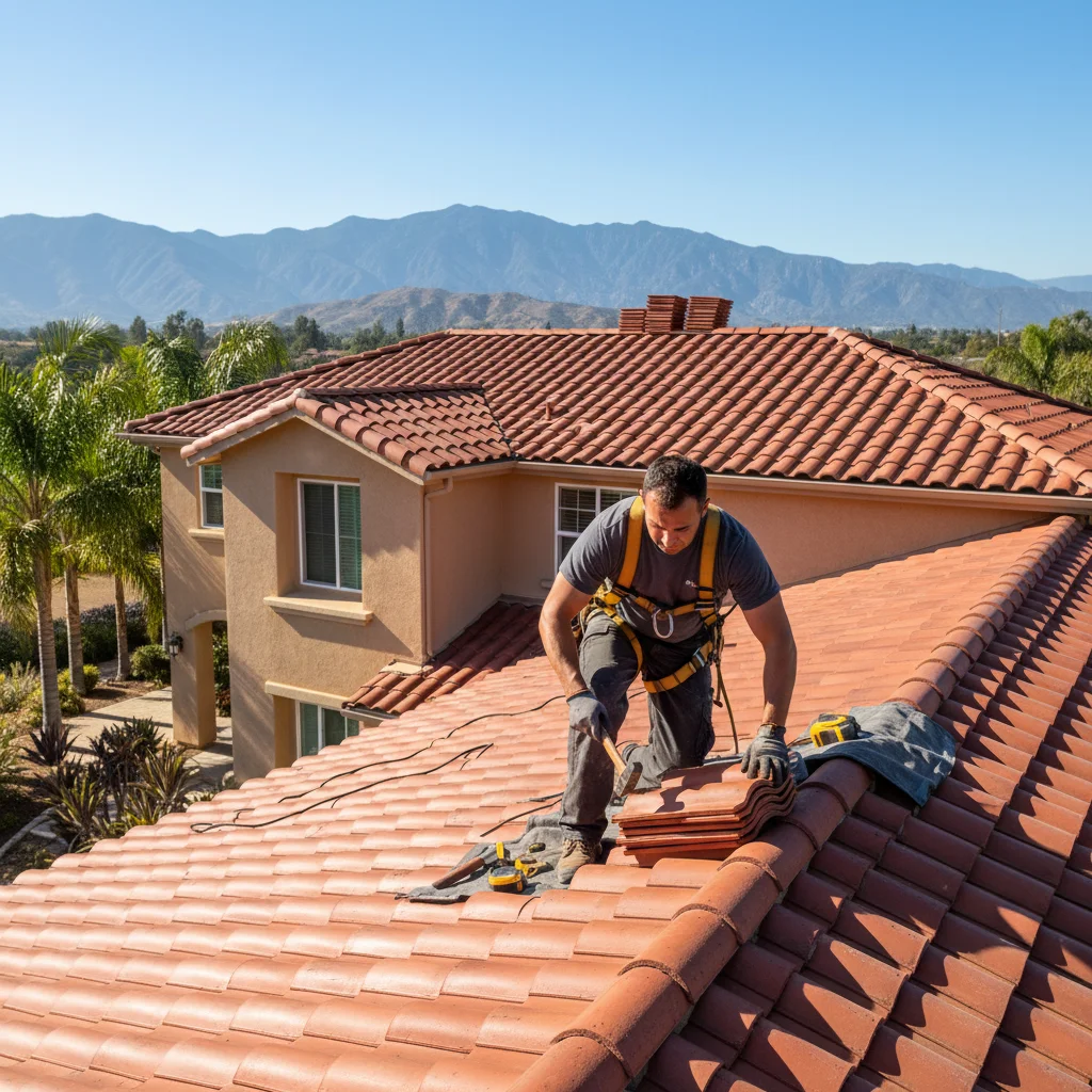 A Chula Vista home in Eastlake with a new red Spanish tile roof.